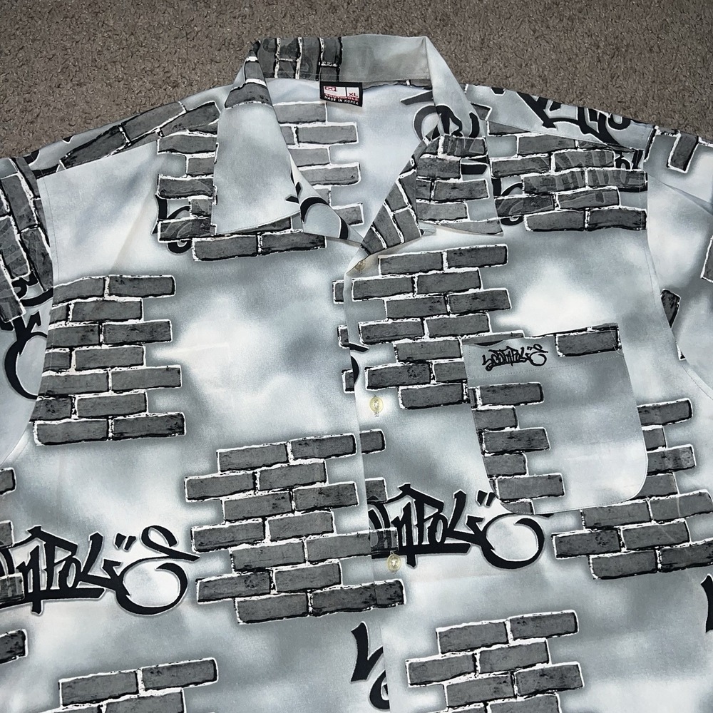 Southpole Shirt Mens XL Gray Brick Button Up Skater Hip Hop Retro Y2K Vintage